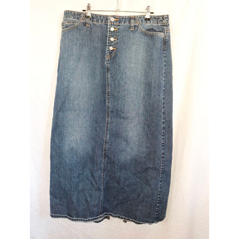 100% cotton GAP Jeans Blue Denim Maxi Skirt Size 10 church schoolgirl vtg Y2K